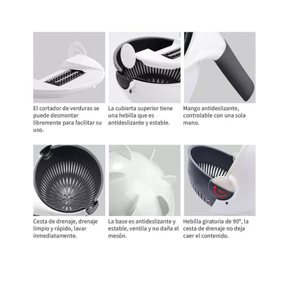 ✨Bowl Cortador y Rallador Multiuso✨: ¡La Solución Perfecta para Todas Tus Verduras! 🥕🍏"