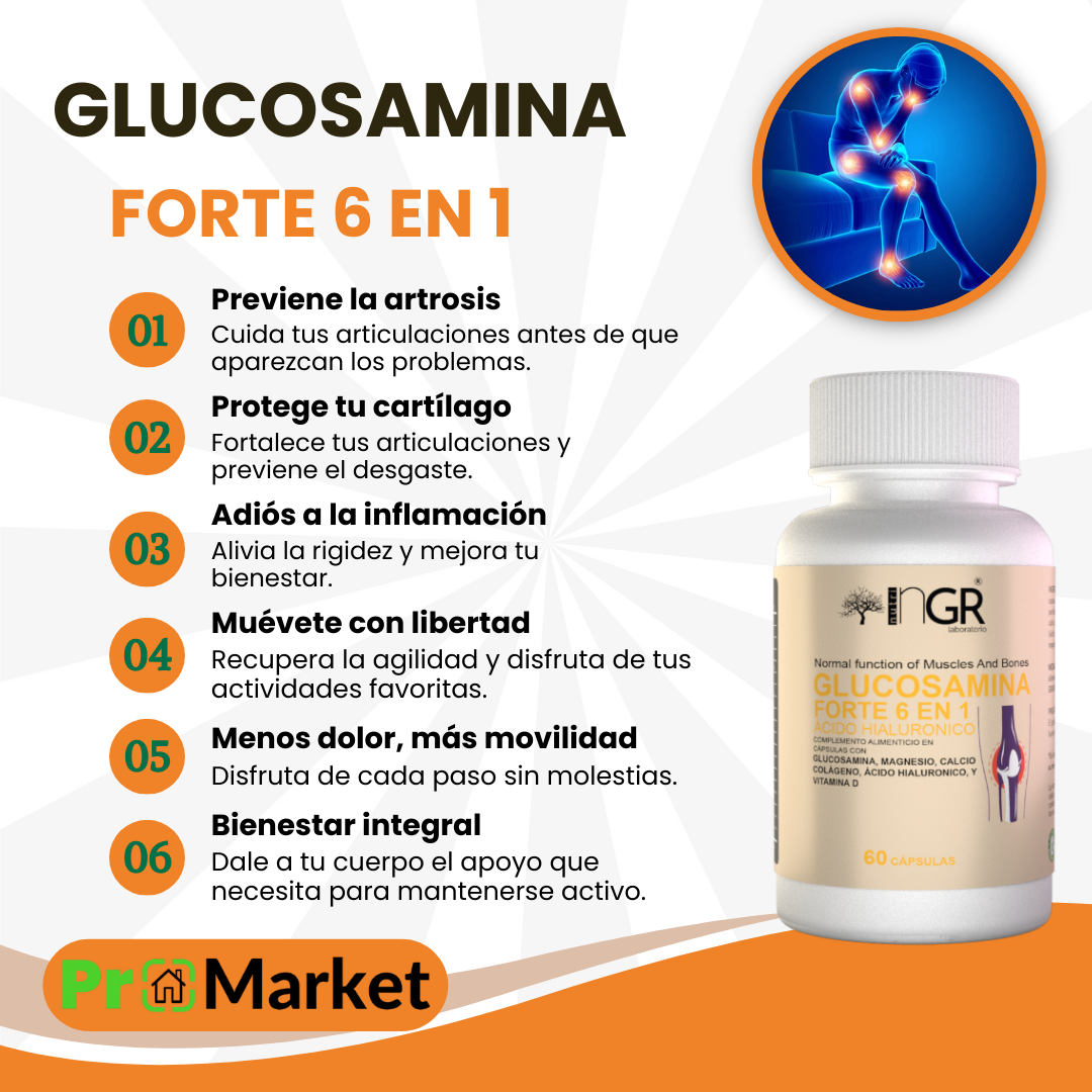 2x1🔥 Glucosamina Forte™ 6 en 1: Tu Aliado para Moverte Sin Dolor  + Envío Gratis✨