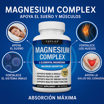 2x1🔥 Magnesio Complex 1000 mg: 8 Formas Premium para Huesos, Músculos, Energía y Sueño + Envío Gratis✨