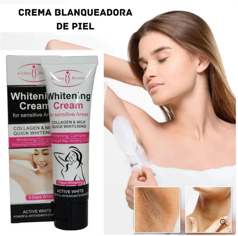 ✨ Crema Aclaradora para Axilas, Rostro, Rodillas, Manos y Cuello: ¡Revela Tu Piel Radiante con la fórmula COLÁGENO + LECHE! ✨