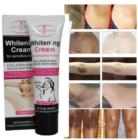 ✨ Crema Aclaradora para Axilas, Rostro, Rodillas, Manos y Cuello: ¡Revela Tu Piel Radiante con la fórmula COLÁGENO + LECHE! ✨